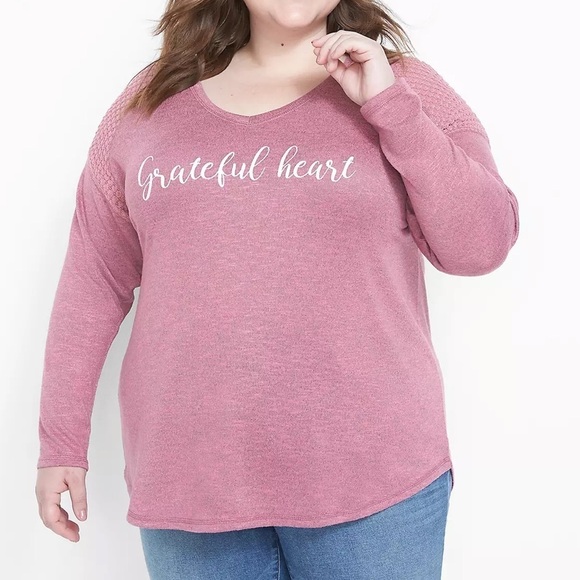 LANE BRYANT Grateful Heart Graphic Hacci Sweatshirt Size 18/20 - Picture 1 of 8